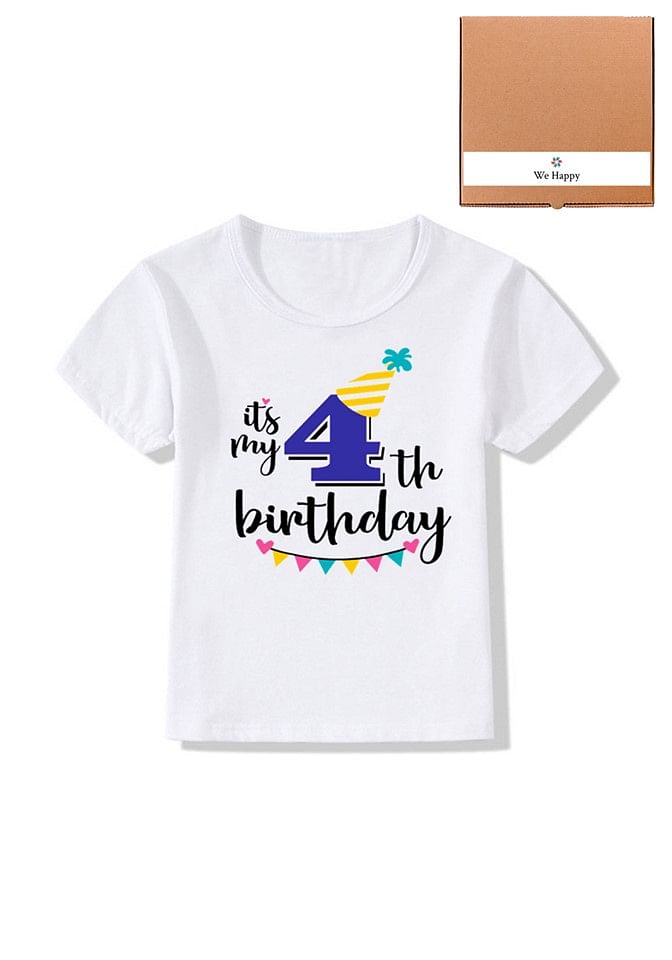 Its My 4th Birthday Party Boys and Girls Costume Tshirt Memorable Gift Idea Amazing Photoshoot Prop  - Blue