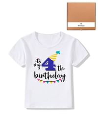 Its My 4th Birthday Party Boys and Girls Costume Tshirt Memorable Gift Idea Amazing Photoshoot Prop  - Blue