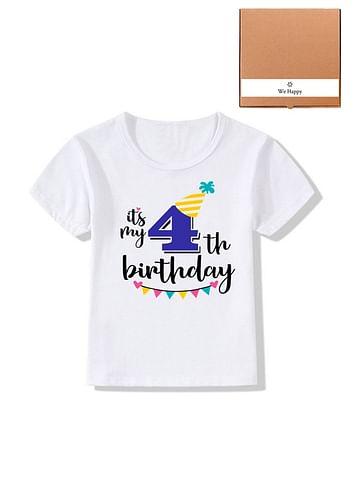 Its My 4th Birthday Party Boys and Girls Costume Tshirt Memorable Gift Idea Amazing Photoshoot Prop  - Blue