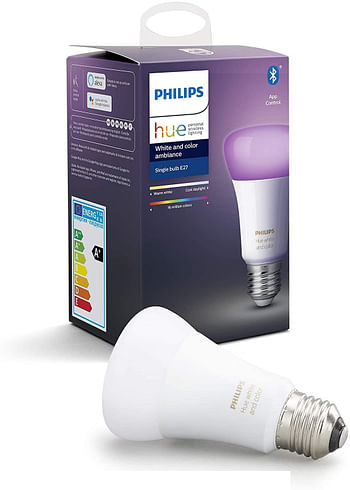 Philips Hue UAE White and Colour Ambiance LED Smart Bulb, Bluetooth & Zigbee compatible ( Hue Bridge Optional ), Works with Alexa & Google Assistant