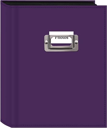 Pioneer Photo 208-Pocket Bright Purple Sewn Leatherette Photo Album with Silvertone Metal I.D. Plate for 4 by 6-Inch Prints