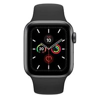 Apple Watch Series 5-44mm Space Grey Aluminium Case With Black Sport Band, GPS