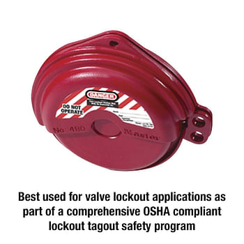 Master Lock 480 Lockout Tagout Rotating Gate Valve Lockout, 1 to 3 in. Diameter, Red