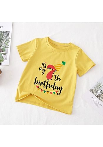 Its My 7th Birthday Party Boys and Girls Costume Tshirt Memorable Gift Idea Amazing Photoshoot Prop  - Yellow