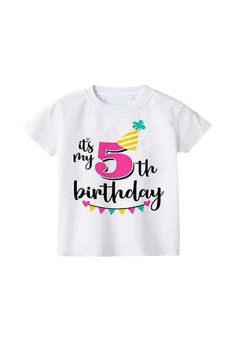 Its My 5th Birthday Party Boys and Girls Costume Tshirt Memorable Gift Idea Amazing Photoshoot Prop  - Pink