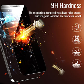 Promate Matte Privacy Tempered Glass Screen Protector, Scratch-Resistant Anti-Spy Screen Guard with Curved Edges, Anti-Fingerprint, 9H Hardness and Anti-Shatter for iPhone 12, iPhone 12 Pro,