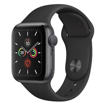 Apple Watch Series 5-44mm Space Grey Aluminium Case With Black Sport Band, GPS