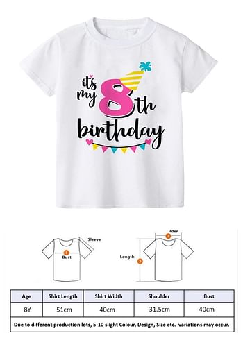 Its My 8th Birthday Party Boys and Girls Costume Tshirt Memorable Gift Idea Amazing Photoshoot Prop  - Pink