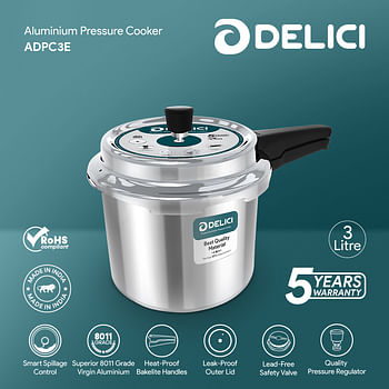 DELICI ADPC3E 3 litre Aluminium Pressure cooker