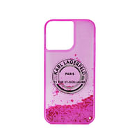 Karl Lagerfeld Liquid Glitter Rsg Hard Case For Iphone 14 Pro Max Pink