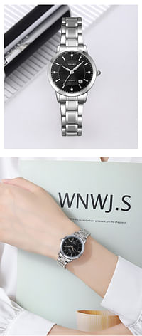 SKMEI 1819 Romantic Style Women Watches Simple Japan Quartz Movement Date Wristwatch -Silver Black