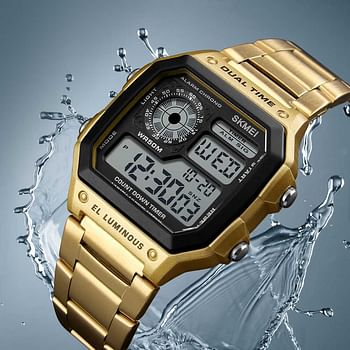 Skmei Sport Watch For Men Digital Stainless Steel - 1335 Gold