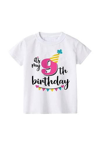 Its My 9th Birthday Party Boys and Girls Costume Tshirt Memorable Gift Idea Amazing Photoshoot Prop  - Pink