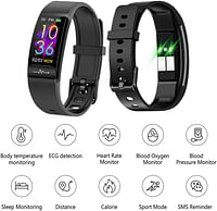 G-Tab Smart Band W611 Smart Bracelet with Large Battery Life, Heart Rate/ Sleep Monitor, Call Alert or SMS Notification, Step Count, Multiple Sport Mode for Men, Women & Kids - Black