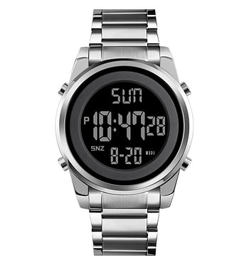 SKMEI 1611 Men Digital Watch Fashion Sports Stainless Steel Waterproof Wristwatches For Men - Silver