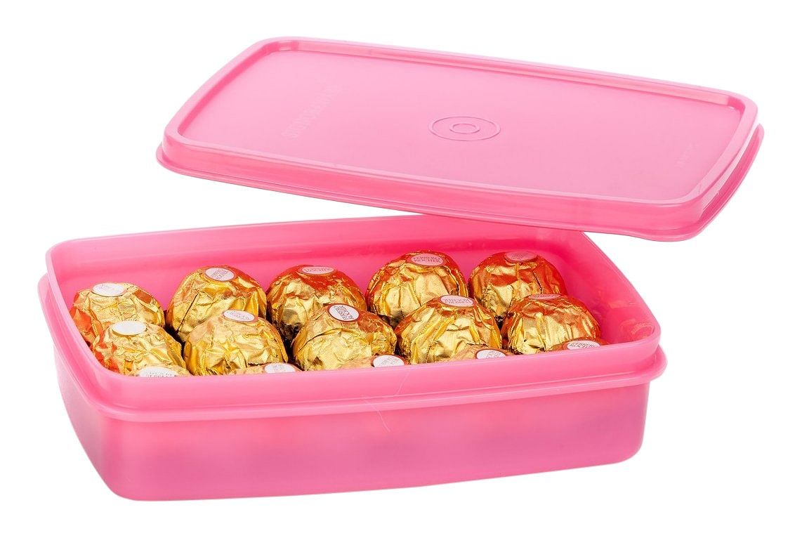 Signoraware Crispy Slim Plastic Container Set, 550ml, Set of 1, Pink