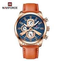 NAVIFORCE NF9211 Movement Quartz Mullti-Funtion Movement Water Proof Leather Straps for Men's - Brown RG
