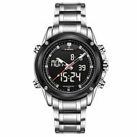 Naviforce Men's Black Dial Metal Band Watch - NF9050