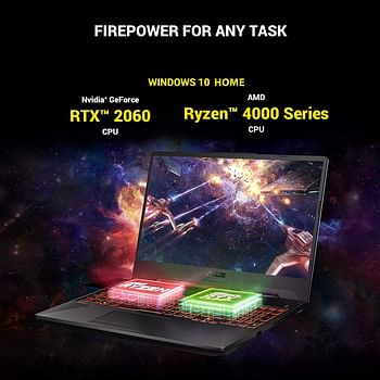 Asus TUF Gaming A15 FA506IV-AL031T TUF Gaming Laptop(Grey Metal) - AMD R7-4800H 2.9 GHz, 16GB RAM, 1024GB SSD, Nvidia GeForce RTX 2060, 15.6 inches, 144Hz Refresh Rate, Windows 10, Eng-Arb-KB