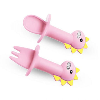 Silicone plates dinosaur design with spoon and fork