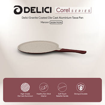 DELICI DGDN TP27M Granite Coated Die-Cast Aluminum Non-Stick Tawa Pan