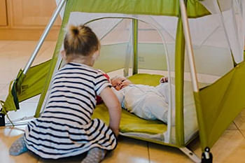 BabyHub SleepSpace Travel Cot with Mosquito Net, Green