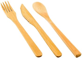 Restaurantware 8-inch Bamboo Knife, Fork, and Spoon Cutlery Sets: Perfect for Catering Events, Restaurants, and Food Trucks - 10 Knives, 10 Forks, and 10 Spoons - Biodegradable and Eco-Friendly - Restaurantware