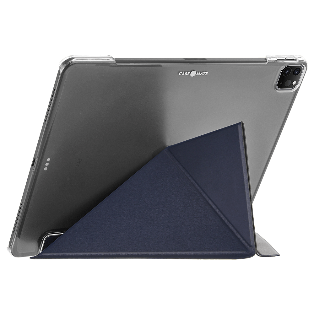 Case-Mate iPad Pro 12.9"  4th Gen. 2020 Multi Stand Folio Case - Leather Origami Design w/ 360 Protection, Transparent Back w/ Multiple Viewing Mode, Auto Sleep/Wake - Blue
