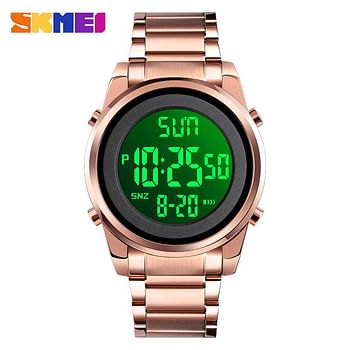 SKMEI 1611 Men Digital Watch Fashion Sports Stainless Steel Waterproof Wristwatches For Men - Rose Gold