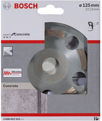 Bosch 2608602552 Diamond Grinding Head Expert for Concrete, 125mm Ø, 22.23mm x 4.5mm, Grey