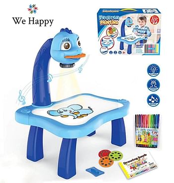 Kids Educational and Skills Developer Painting Projector Table Toy With Light and Music For Boys - Blue