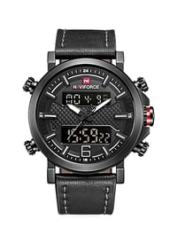 Naviforce Men's Black Dial Genuine Leather Analogue Classic Watch - NF9135-BGYB