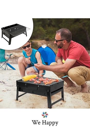 We Happy Portable Outdoor Barbecue Charcoal Grill | Foldable & Easy to Use