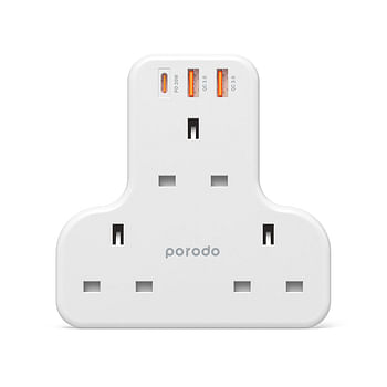 YESIDO Power Socket 6in1 3 AC 2 USB-A QC3.0 & USB-C PD 20W Multiport Wall Socket 3250W UK Plug