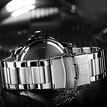 Naviforce Dress Watch For Men Analog Stainless Steel NF9085 - Silver Black