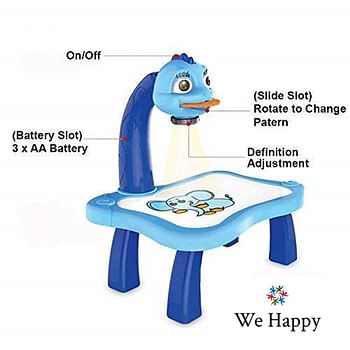 Kids Educational and Skills Developer Painting Projector Table Toy With Light and Music For Boys - Blue