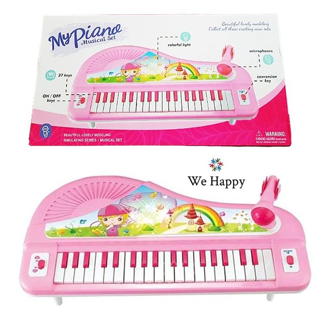 37-Keys Piano Keyboard Musical Set for Kids with Microphone - Pink | Activity Game & Entertainment