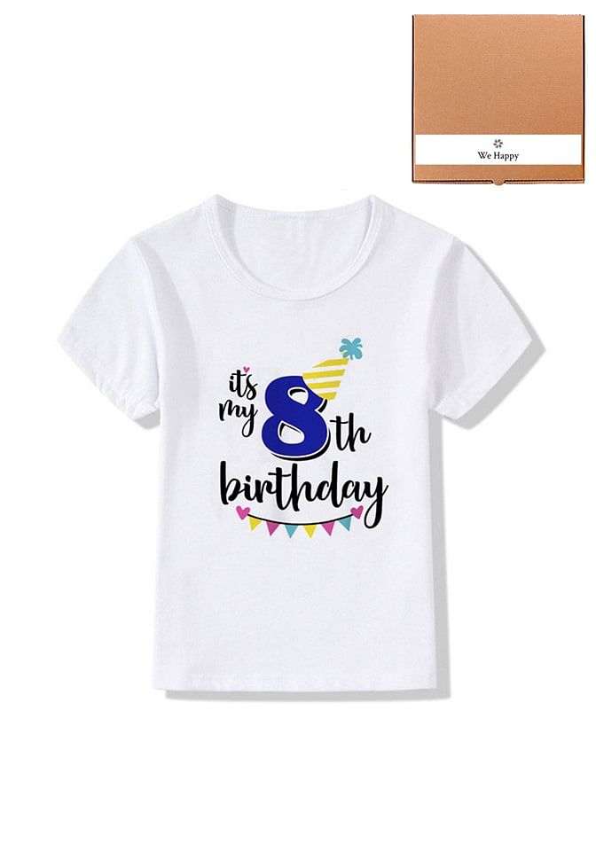 Its My 8th Birthday Party Boys and Girls Costume Tshirt Memorable Gift Idea Amazing Photoshoot Prop  - Blue