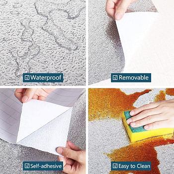 Kitchen Backsplash Wallpaper Peel and Stick Aluminum Foil Contact Paper Self Adhesive Oil-Proof