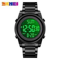 SKMEI 1611 Men Digital Watch Fashion Sports Stainless Steel Waterproof Wristwatches For Men - Black