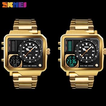 Skmei 1392 Mens Watches Waterproof Fashion Casual Clock Male Digital Quartz Watch Men Stainless Steel Strap Luxury Watch - Rose Gold