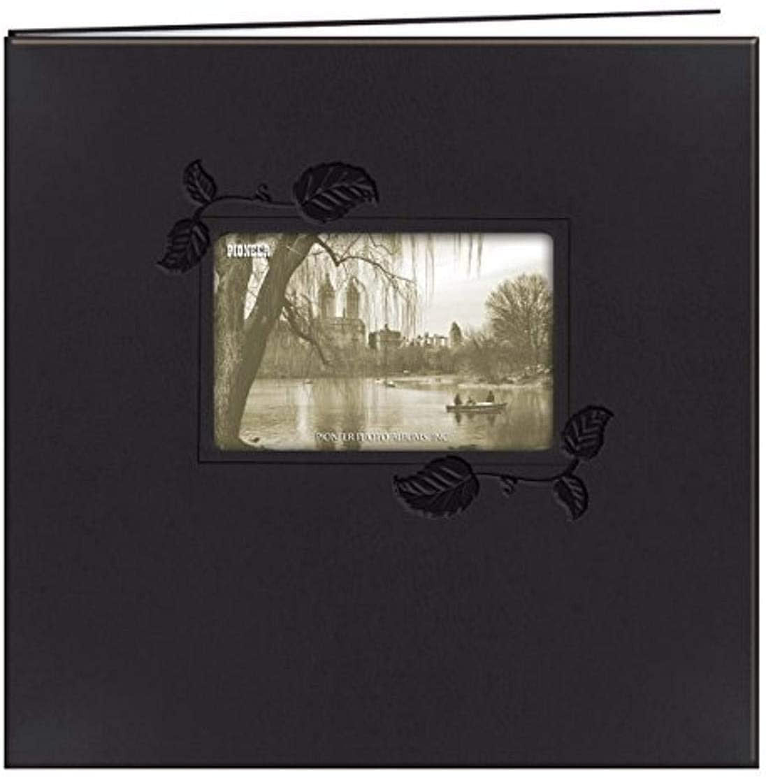 Pioneer MB10E-IBK 12-Inch by 12-Inch Embossed Leatherette Postbound Memorybook with Window, Black with Ivy