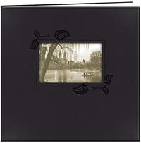 Pioneer MB10E-IBK 12-Inch by 12-Inch Embossed Leatherette Postbound Memorybook with Window, Black with Ivy