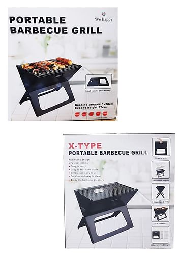 We Happy Portable Outdoor Barbecue X Type Charcoal Grill | Foldable & Easy to Use