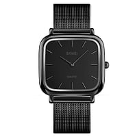 SKMEI 1555 Elegant Stainless Soft  Straps Modern Luxury Watchs  Lady Gift Set - Black