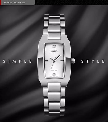 SKMEI 1400 Women's Luxury Quartz Simple Waterproof Stainless Steel Watch  Silver