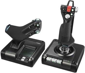 Logitech G Saitek X52 Flight Control System, Controller and Joystick Simulator, LCD Display, Double Suspension, Illuminated Buttons, 2xUSB, PC - Black