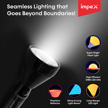 Impex LUMIN X4 Rechargeable LED Flashlight featuring High Bright 5W Cree LED