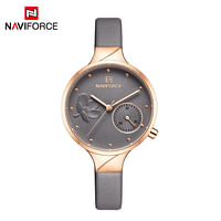 NAVIFORCE NF5001 Women Fashion  Quartz Watch Lady Leather Watchband High Quality Casual Waterproof Wristwatch RG/GY
