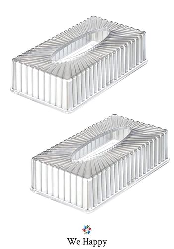 2 Pcs Set - Rectangular Clear Acrylic Tissue Box | Home Furnishing & Decor